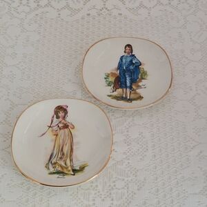 Pink and Blue Boy Trinket Dishes - 5 inch Wall Plates